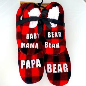 🔥Fuzzy family pack plaid sleepers papa bear mama bear & baby bear Shoes New